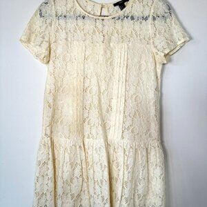 Forever 21, lace floral summer dress, cream, Size S
